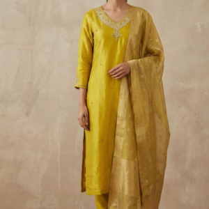lemon green silk 3 pc set