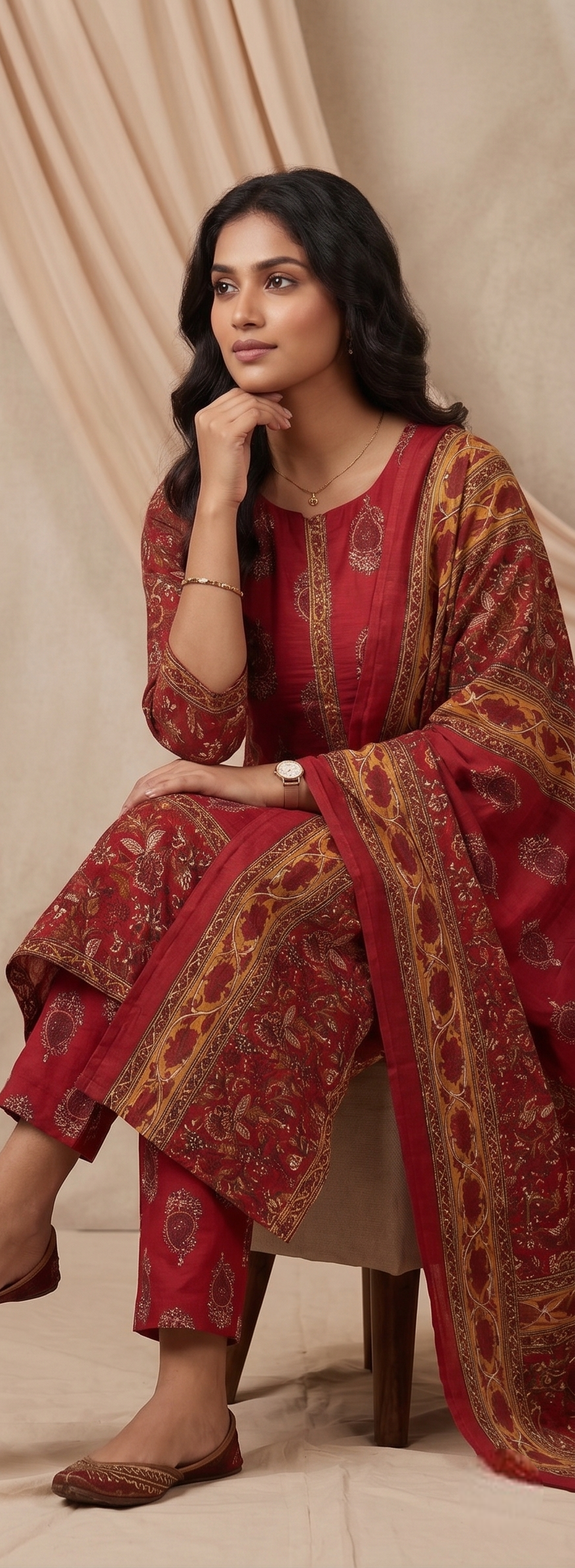 crimson red dupatta set crimson red dupatta set
