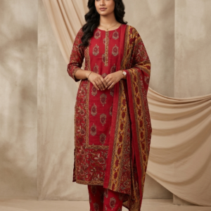 Home crimson red dupatta set