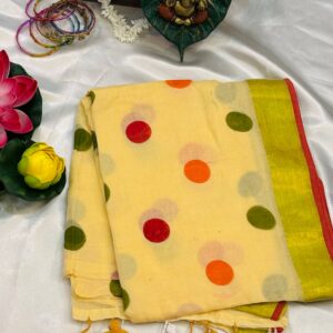 multi coloured mulcotton saree