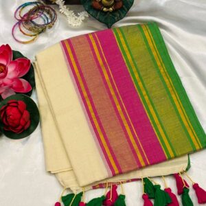 multi coloured mulcotton saree