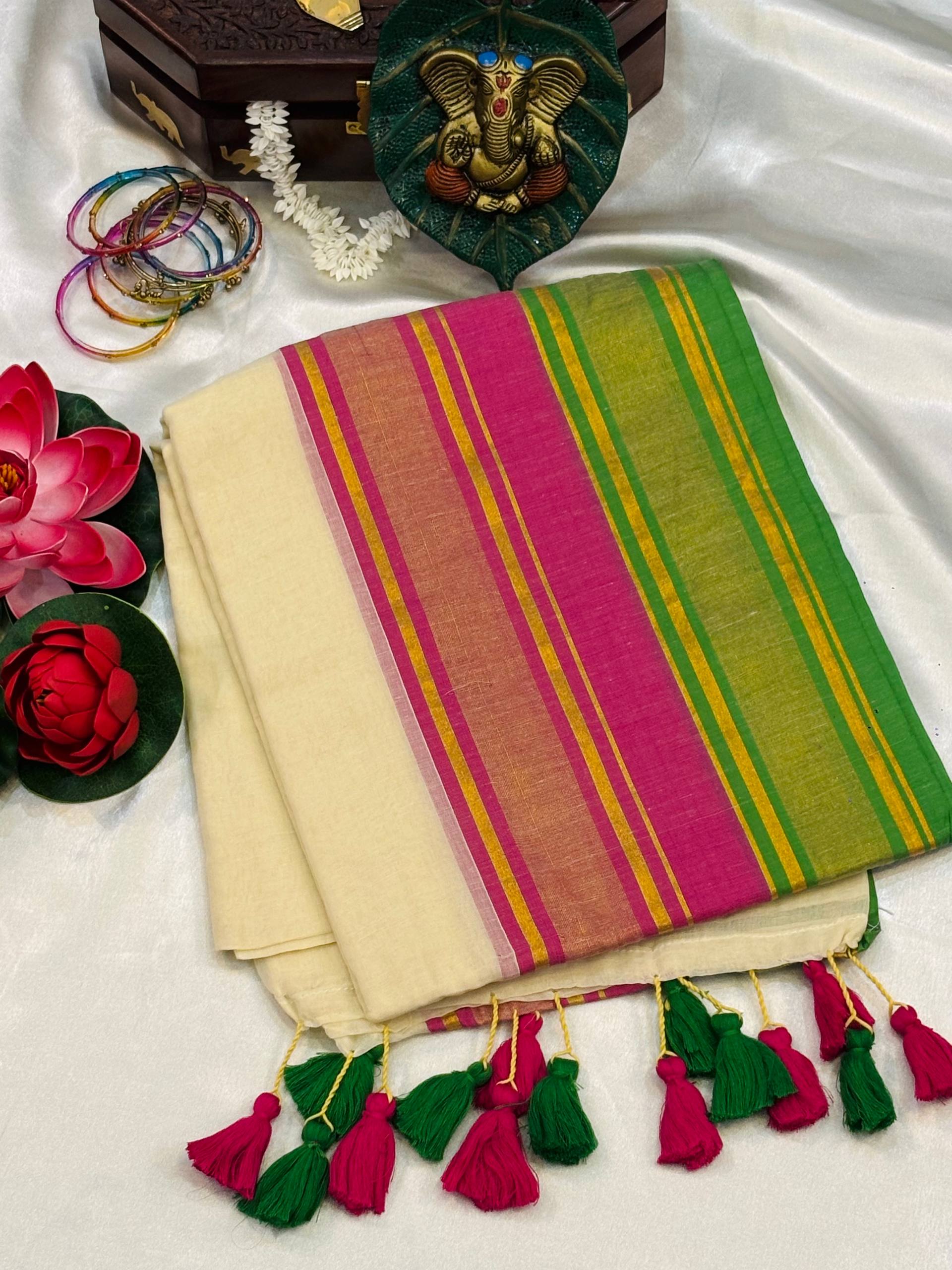 multi coloured mulcotton saree multi coloured mulcotton saree