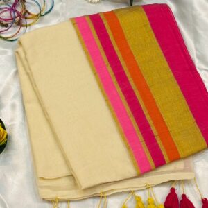 multi coloured mulcotton saree
