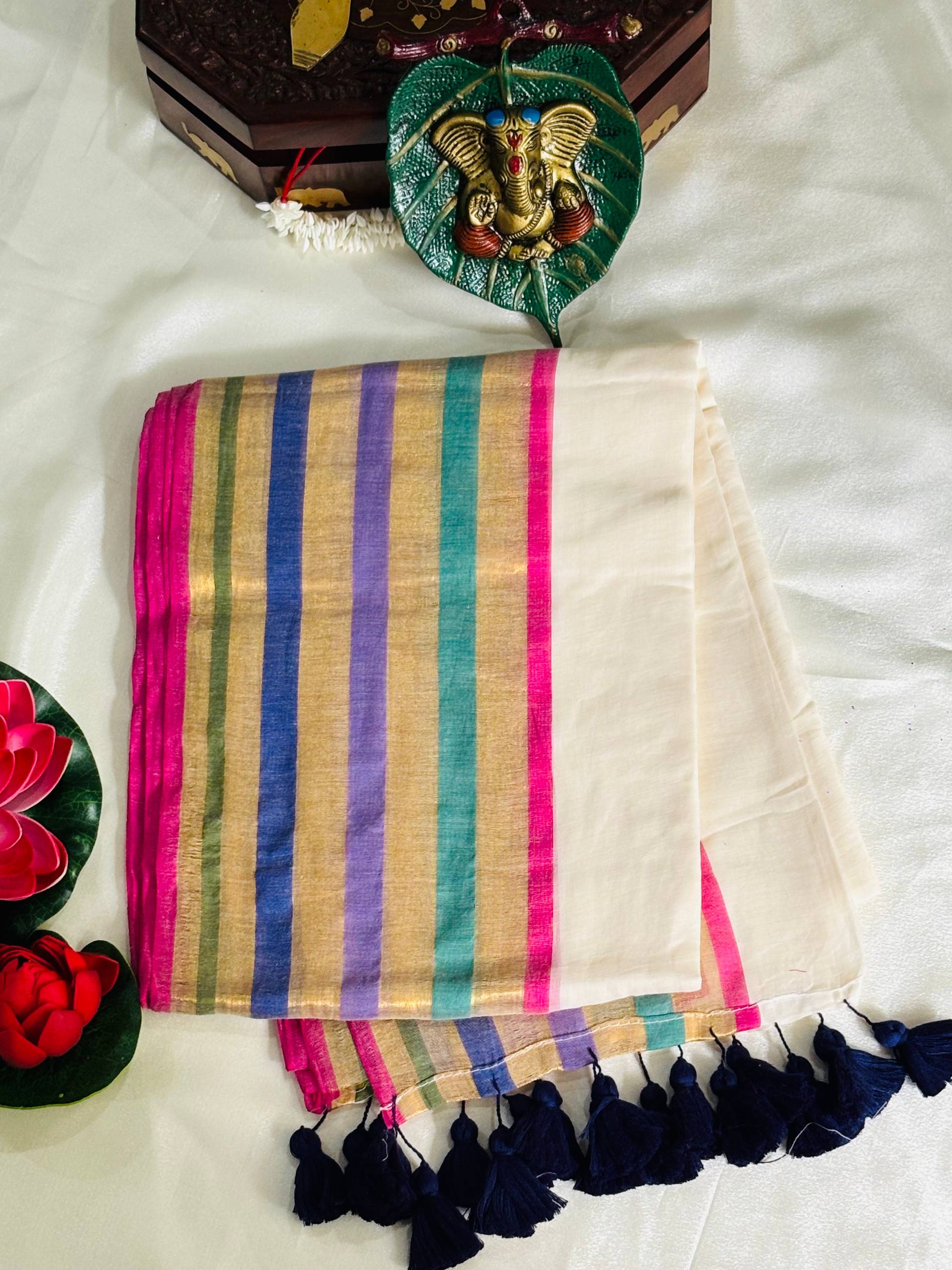 pink and gold mulcotton onam saree pink and gold mulcotton onam saree