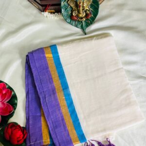 pink and gold mulcotton onam saree