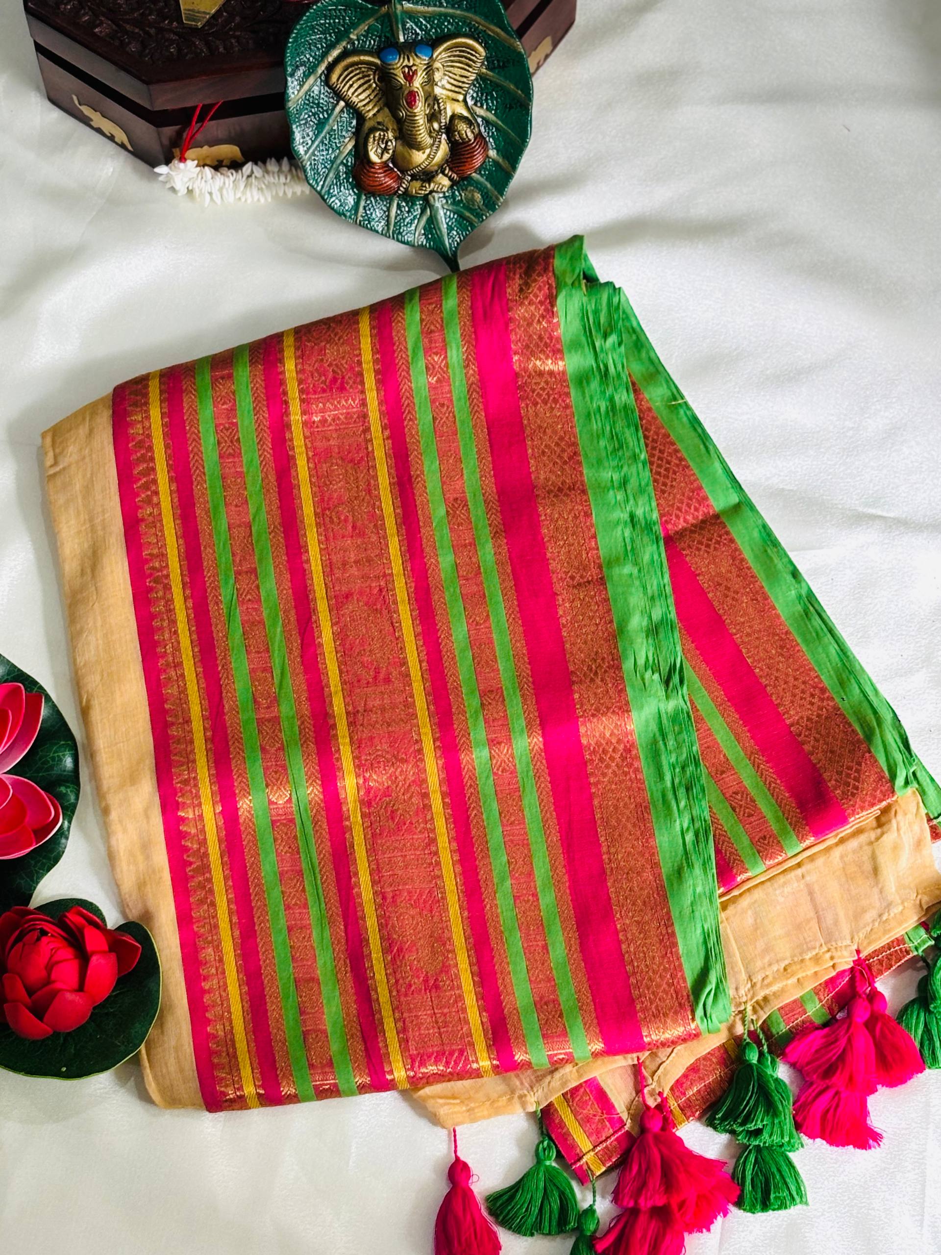 pink and gold mulcotton onam saree pink and gold mulcotton onam saree